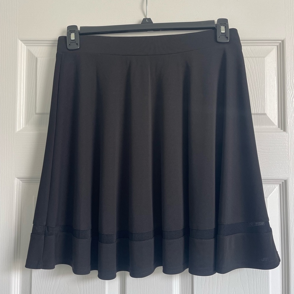 INC Black Pleated A-Line Skirt